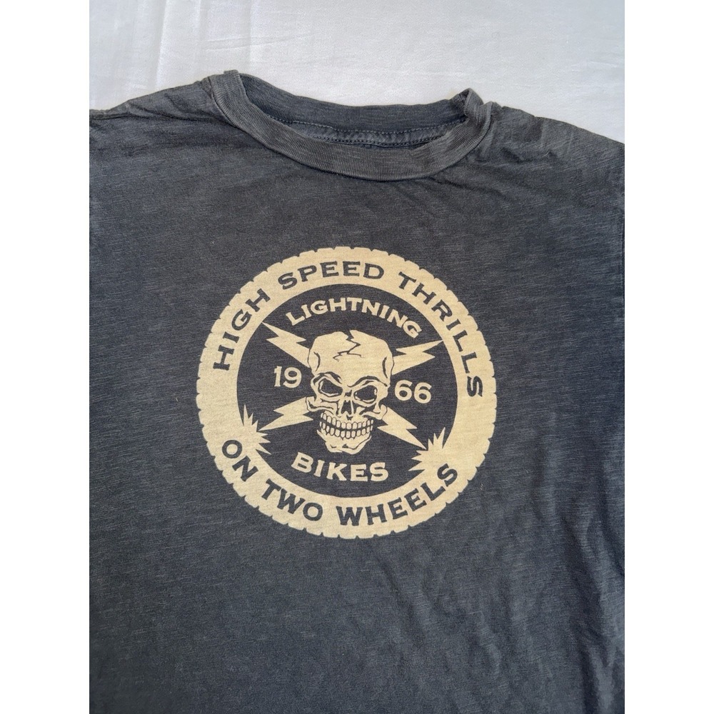 Vintage 2000 Boys Motorcycles T-Shirt Size 8 Skull Biker Y2K Lightening Speed